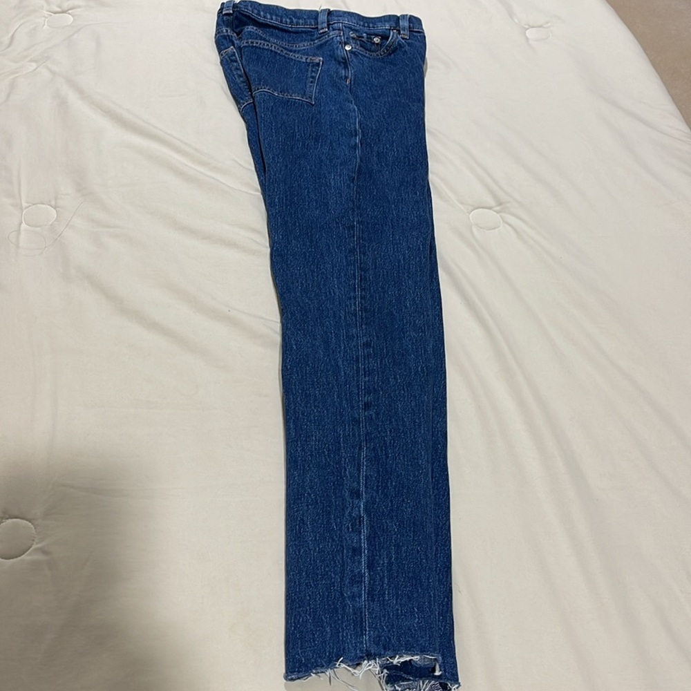 & OTHER STORIES HIGH WAISTED STRAIGHT LEG JEANS WITH CUT RAW EDGE HEM SIZE 24 - Picture 8 of 12